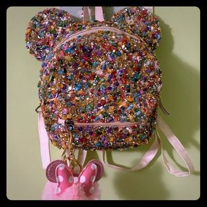 Custome made Minnie Mouse themed backpack.
